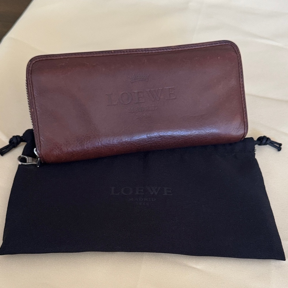 Loewe Heritage Brown Leather zip around Long Wallet